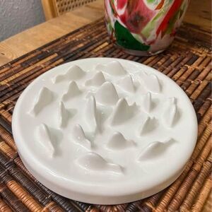 Pets Slow Feeder Ceramic White Bowl